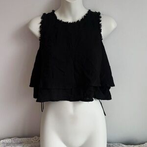 Altar'd State Black Layered Fringe Trim Crop Camisole
